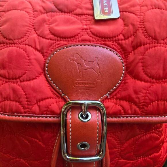 Coach Y2K Signature Quilted Drawstring Coral Mini Vintage Backpack. #5164 - Picture 2 of 13